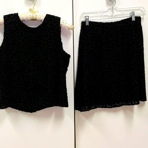 LOFT Black Textured Sleeveless Skirt Set